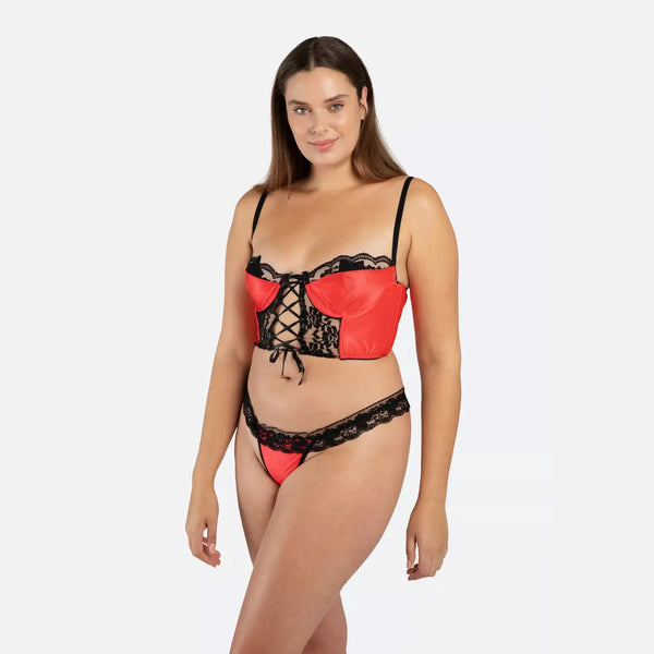 Gaelle - Verleidelijke Bustier Set - Rood - Christine le Duc